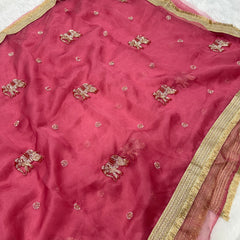 Baby Pink Hand Work Trending Banarasi Tissue Saree