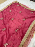 Baby Pink Hand Work Trending Banarasi Tissue Saree