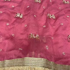 Baby Pink Hand Work Trending Banarasi Tissue Saree