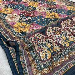 Trending Rajwadi Silk Saree With Mirror Work