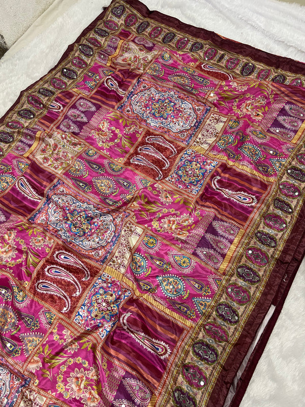 Trending Rajwadi Silk Saree With Mirror Work