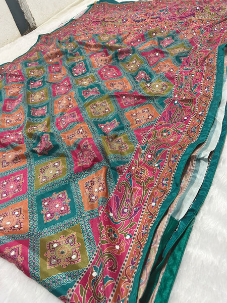 Trending Rajwadi Silk Saree With Mirror Work