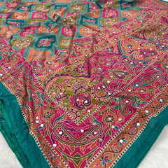 Trending Rajwadi Silk Saree With Mirror Work