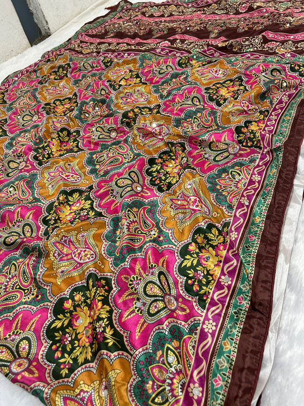 Trending Rajwadi Silk Saree With Mirror Work