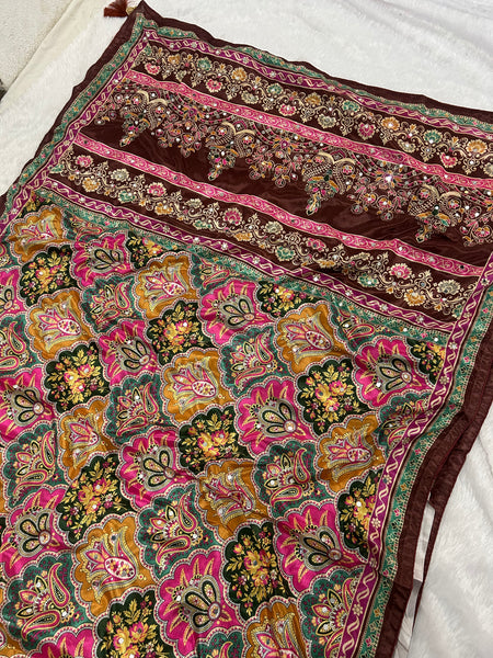 Trending Rajwadi Silk Saree With Mirror Work
