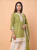 Soft Fancy Short Kurti Dress With Lace Border On Sleeves & Border