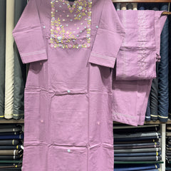 Hand Woven French Knots Work Purple Dress