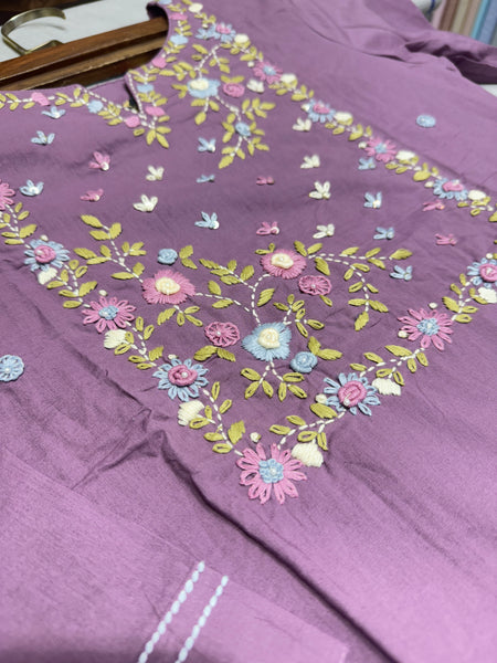 Hand Woven French Knots Work Purple Dress
