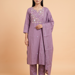 Hand Woven French Knots Work Purple Dress