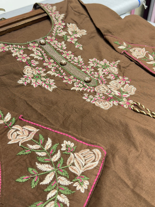 Unique Thread Work Trending Dress with Cut Sleeves & Pant