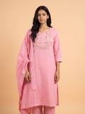 Hand Woven French Knots Work Baby Pink Dress
