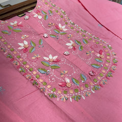 Hand Woven French Knots Work Baby Pink Dress