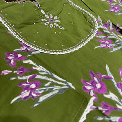 Soft Cotton Block Printed Dress With Neckline work