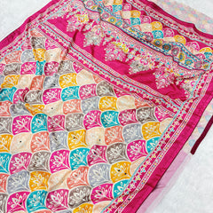 Trending Rajwadi Silk Saree With Mirror Work