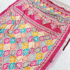 Trending Rajwadi Silk Saree With Mirror Work