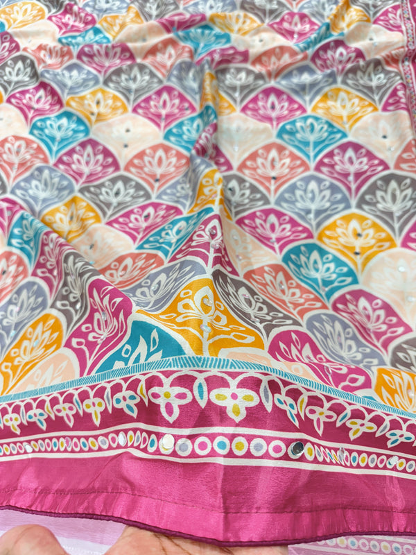 Trending Rajwadi Silk Saree With Mirror Work