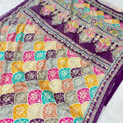 Trending Rajwadi Silk Saree With Mirror Work