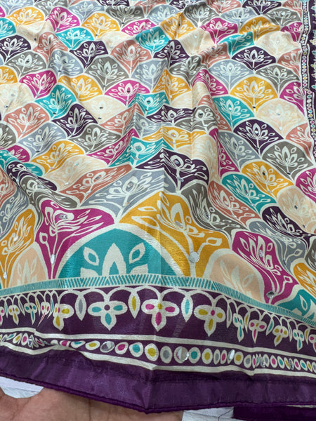 Trending Rajwadi Silk Saree With Mirror Work