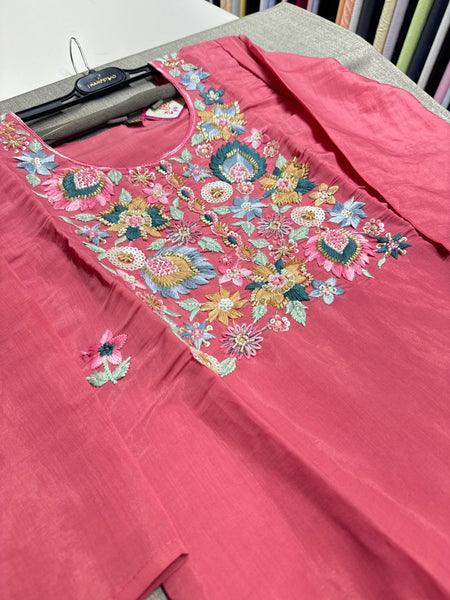 Unique Mull Chanderi Dress With Designer Duaptta