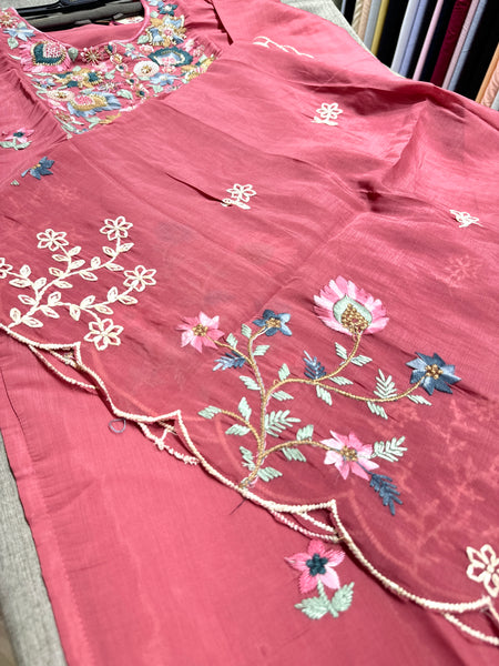 Unique Mull Chanderi Dress With Designer Duaptta