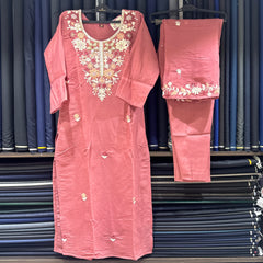 Unique Mull Chanderi Dress With Designer Duaptta