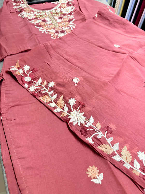 Unique Mull Chanderi Dress With Designer Duaptta