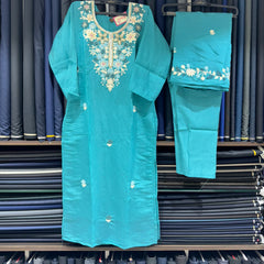 Unique Mull Chanderi Dress With Designer Duaptta