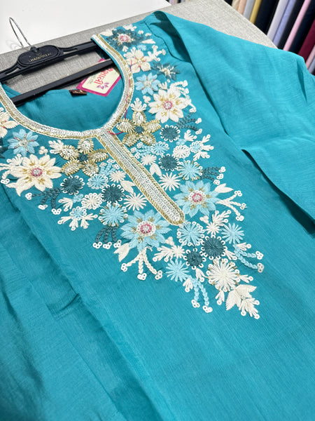 Unique Mull Chanderi Dress With Designer Duaptta