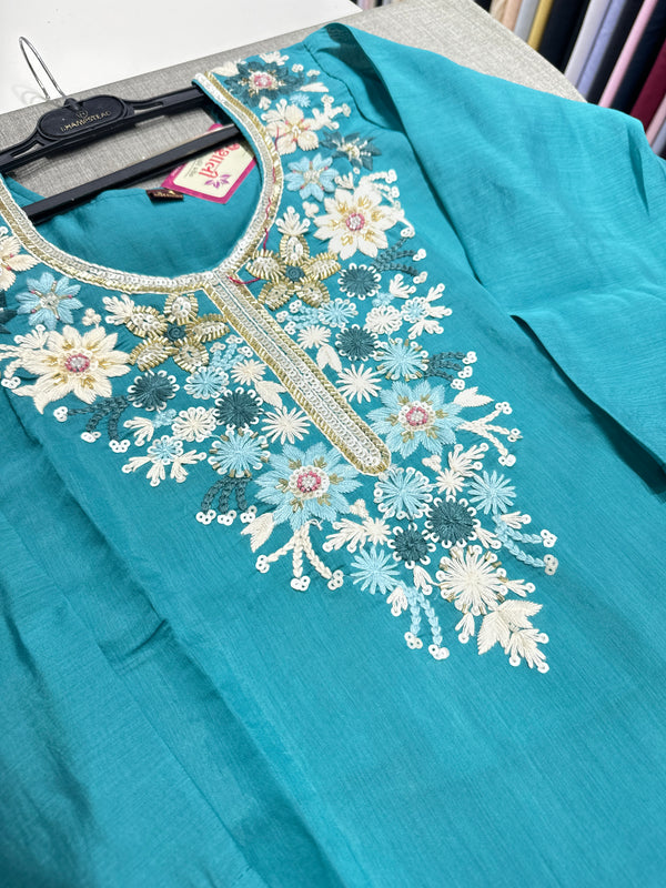Unique Mull Chanderi Dress With Designer Duaptta
