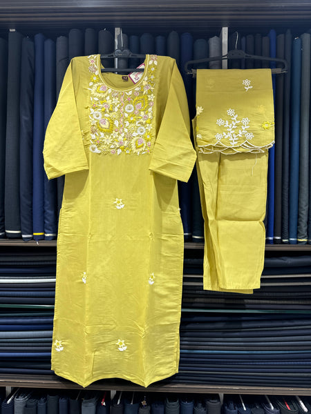 Unique Mull Chanderi Dress With Designer Duaptta