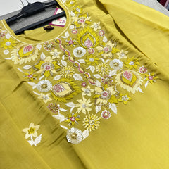 Unique Mull Chanderi Dress With Designer Duaptta
