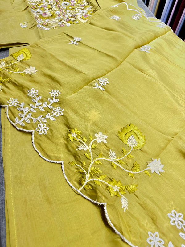 Unique Mull Chanderi Dress With Designer Duaptta