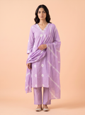 Soft Bandhani Print Cotton Dress With Pearl Work On Neckline