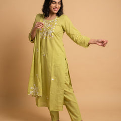 Unique Mull Chanderi Dress With Designer Duaptta