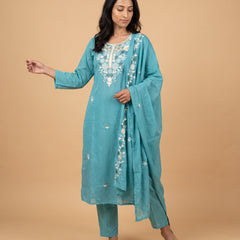 Unique Mull Chanderi Dress With Designer Duaptta