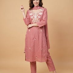 Unique Mull Chanderi Dress With Designer Duaptta