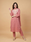 Unique Mull Chanderi Dress With Designer Duaptta