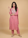 Unique Mull Chanderi Dress With Designer Duaptta