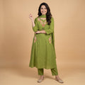 Trending A-Line Olive Green Cotton Dress With Pockets